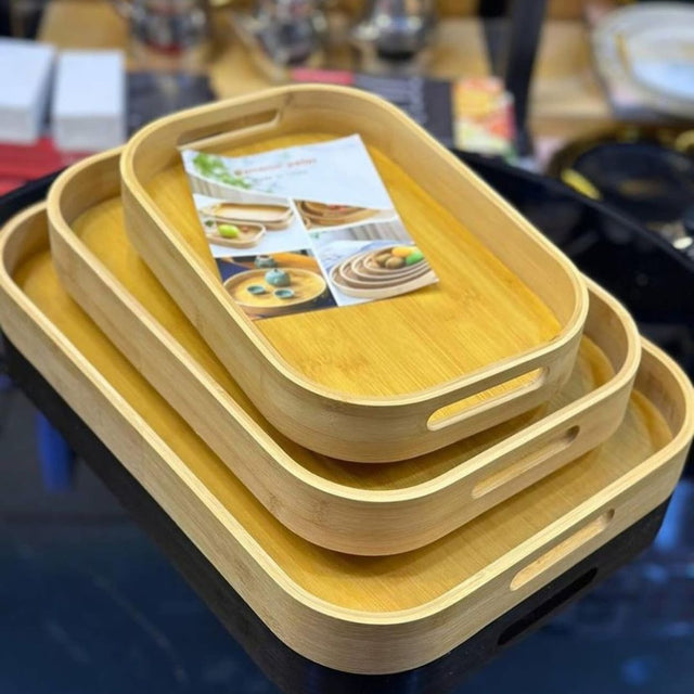 Multi-functional Bamboo Food storage Trays 3pcs