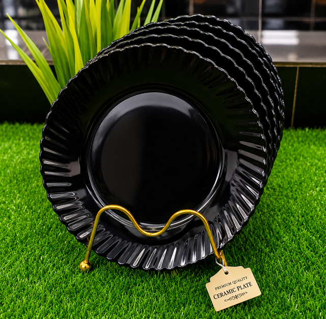 Round Ceramic Dinner Plates Set plus free holder