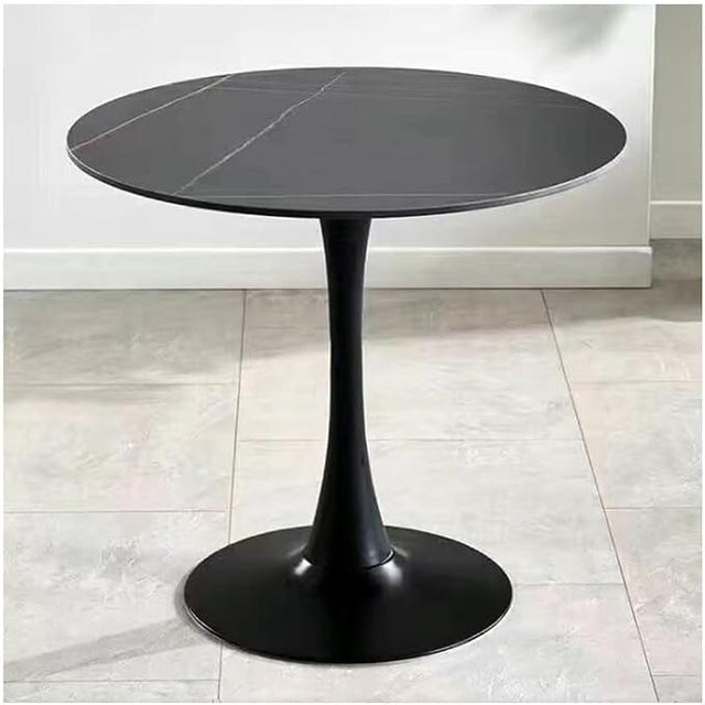 Round tulip dining table black marble effect top pedestal base — iDecorators Kenya