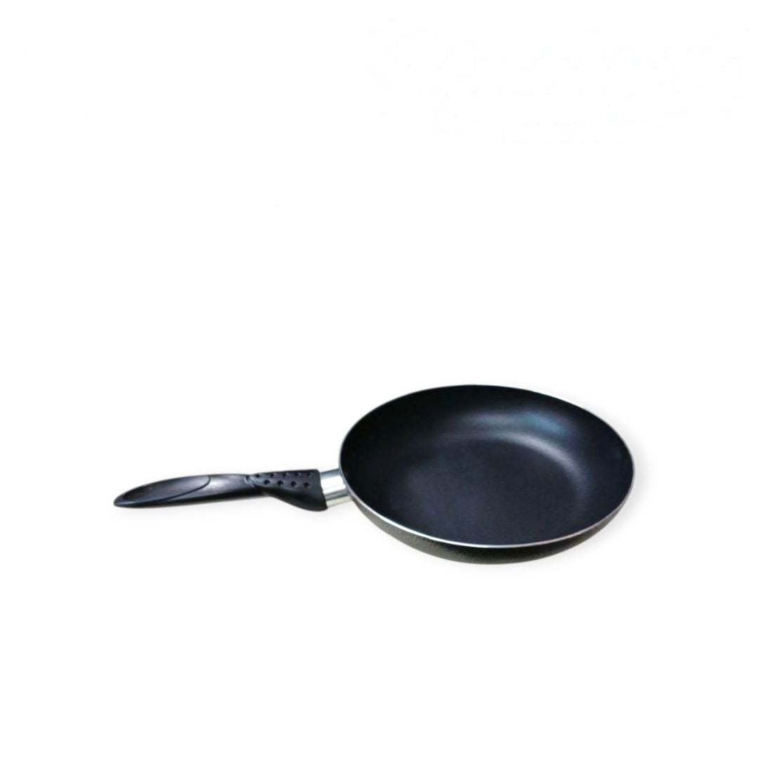 Non-Stick Fry Pan
Material: Made of high-quality non-stick coated aluminum or alloy for smooth, even cooking
Function: Ideal for frying eggs, pancakes, sautéing vegetables, and shallow frying meats
Benefits: Requires minimal oil, easy to clean, and prevents food from sticking
Design: Lightweight build with a heat-resistant handle for safe and comfortable use
Compatibility: Suitable for use on gas, electric, and ceramic stovetops