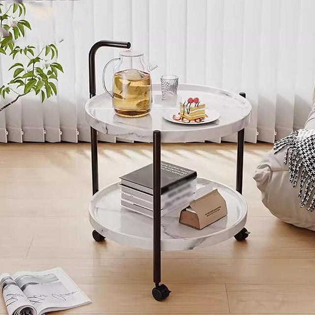 Rolling Carts with Wheels,Multifunctional Organization Cart with Handle,Living Room End Table,Home Storage Trolley for Fruit Drink