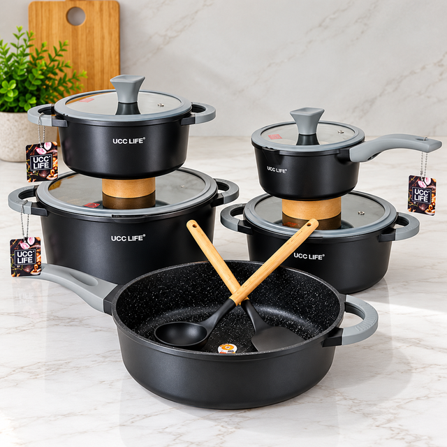 UCC Life Black Granite Cookware Set spn