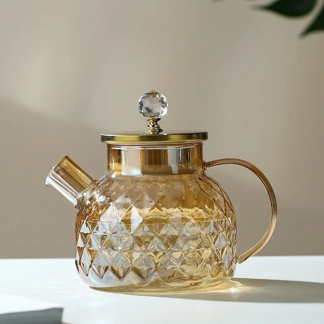 Champagne Color Diamond Glass Kettle