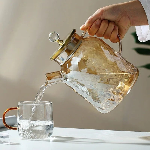 Champagne Color Diamond Glass Kettle