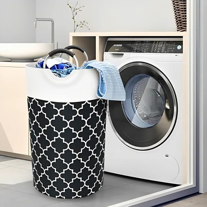 LARGE CAPACITY LAUNDRY BASKET 82L WITH METAL HANDLES