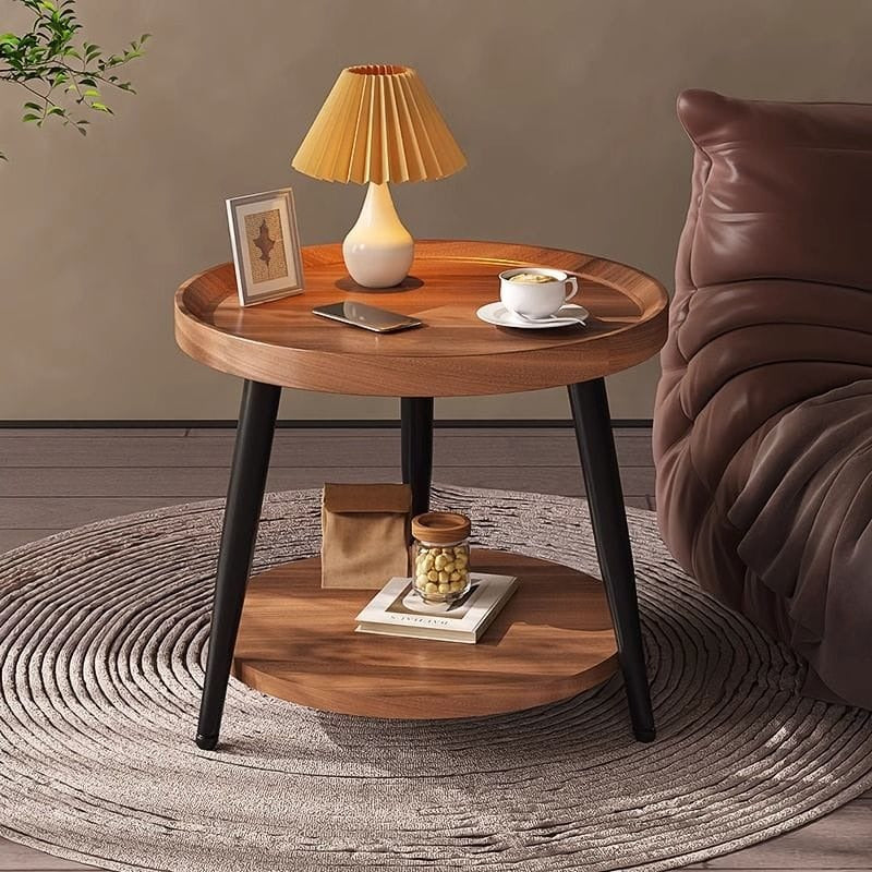 Bamboo Round Coffee Table Nordic Minimalist Living Room Side Table