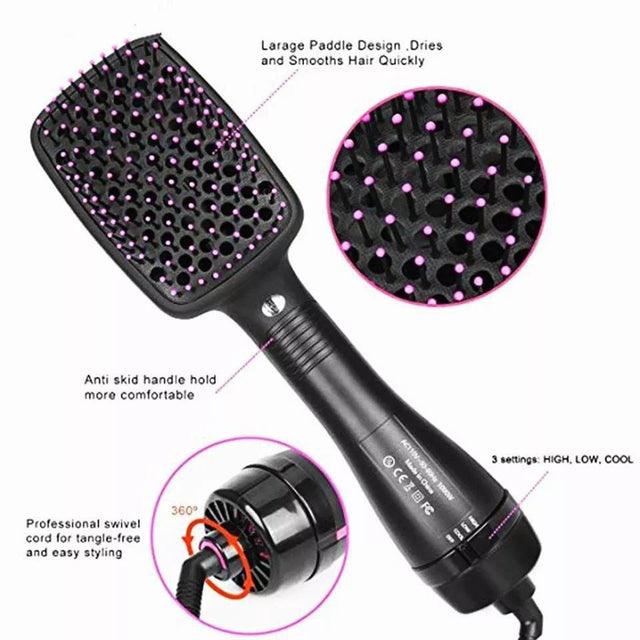 Hair Straightener Brush 3-in-1