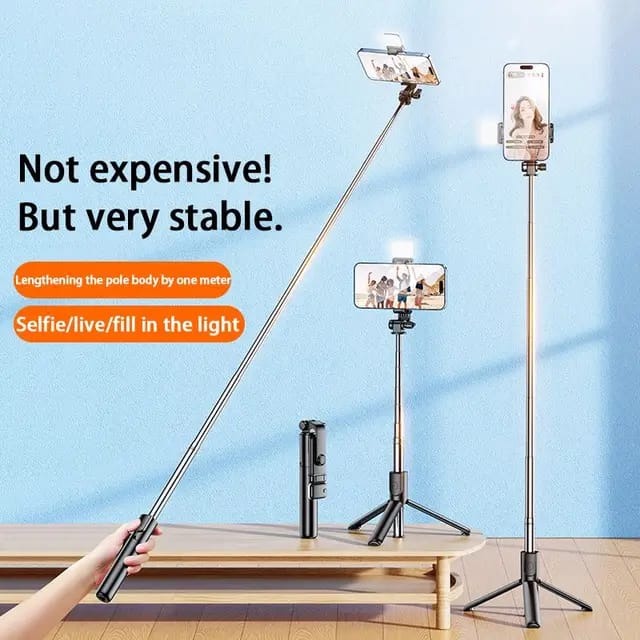 Selfie stick tripod with wireless remote