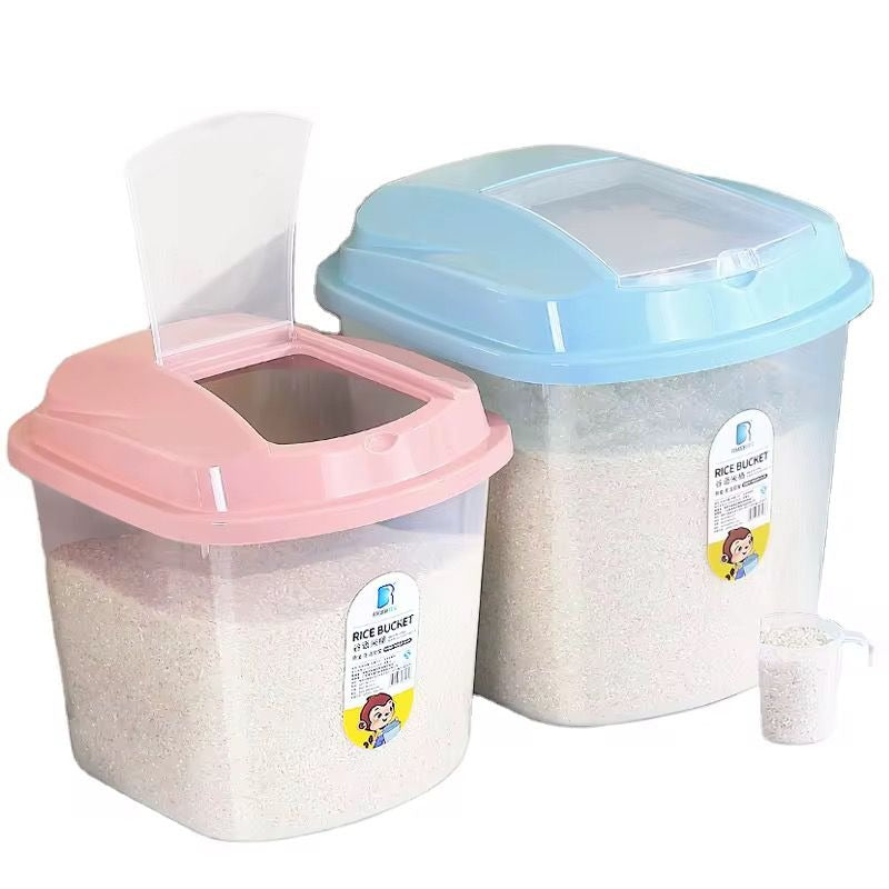 Transparent plastic rice/flour/cereal bucket or storage