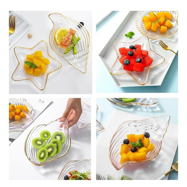 5pc Nordic style clear conch shape shell salad/decor dish