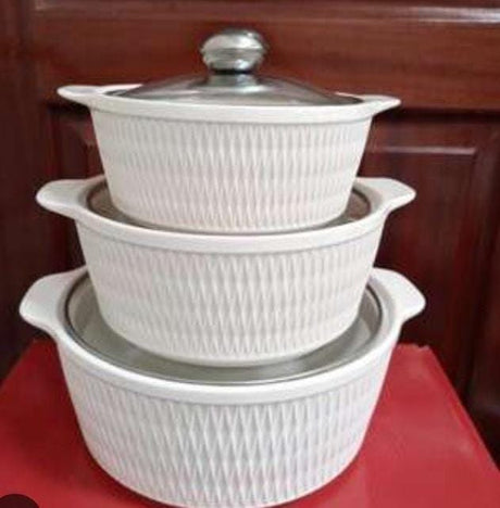 3 pc  ceremic soup pot