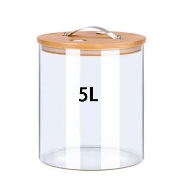 Heavy glass storage with airtight bamboo lid