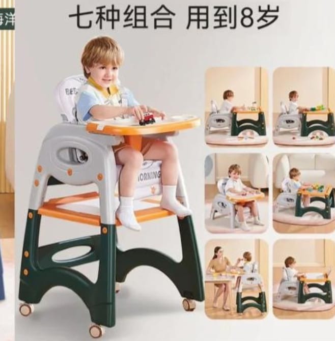 3-in-1 Baby Feeding Chair
A multifunctional baby feeding chair designed to grow with your child, offering versatility and long-term use.
Key Features:
3-in-1 Design: Functions as a high chair, booster seat, and converts into a separate chair and table
Detachable Tray: Easy to clean and adjust as your baby grows
Safety Harness: Secure 5-point harness for maximum baby safety
Stable & Durable: Built with strong, baby-safe materials
Perfect for Weaning: Ideal for feeding, playing, or independent eating