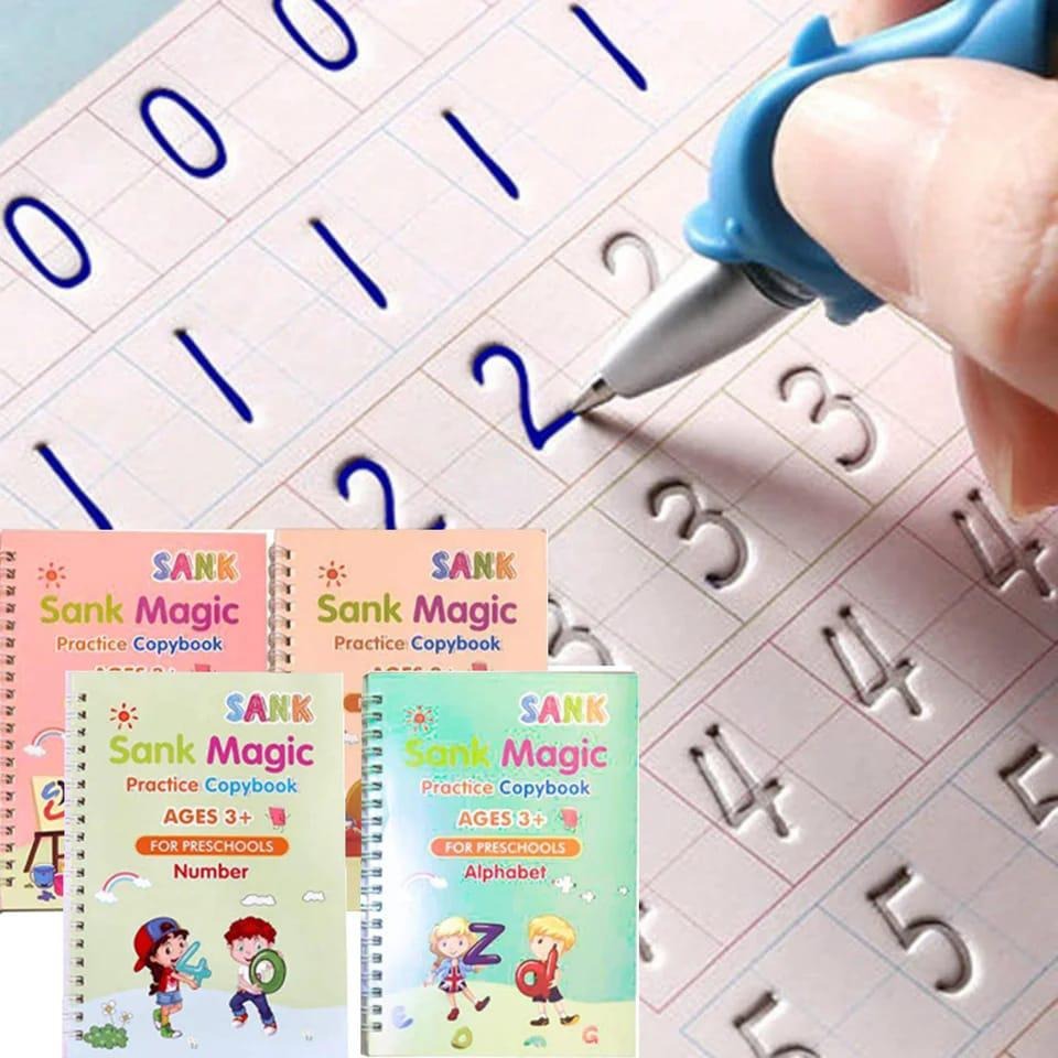 Sank Magic Copy Book Set
Encourage early learning with the Sank Magic Copy Book, specially designed for handwriting and drawing practice.
Key Highlights:
• A set of 5 reusable books (Alphabet, Numbers, Math, Drawing, English)
• Comes with 10 refill pen inserts
• Auto-delete ink – writing fades after drying for endless practice
• Ideal for kids aged 3 years and above
Fun, engaging, and perfect for building writing skills!
