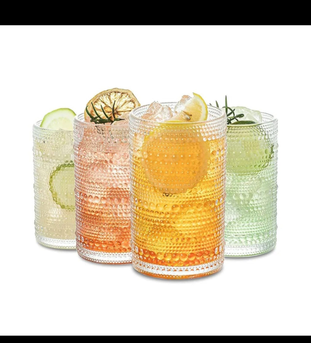Vintage Embossed Dots pattern transparent Glass 6 pcs set