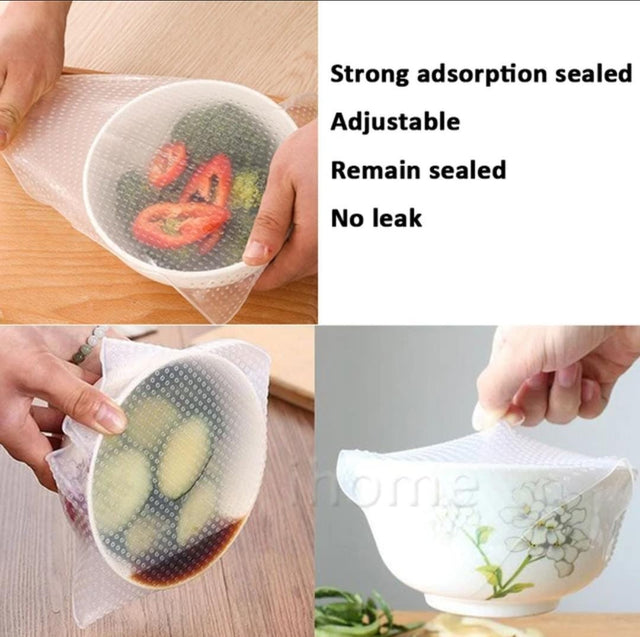 reusable silicon super stretch food cover 4pc