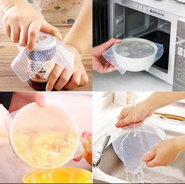 reusable silicon super stretch food cover 4pc