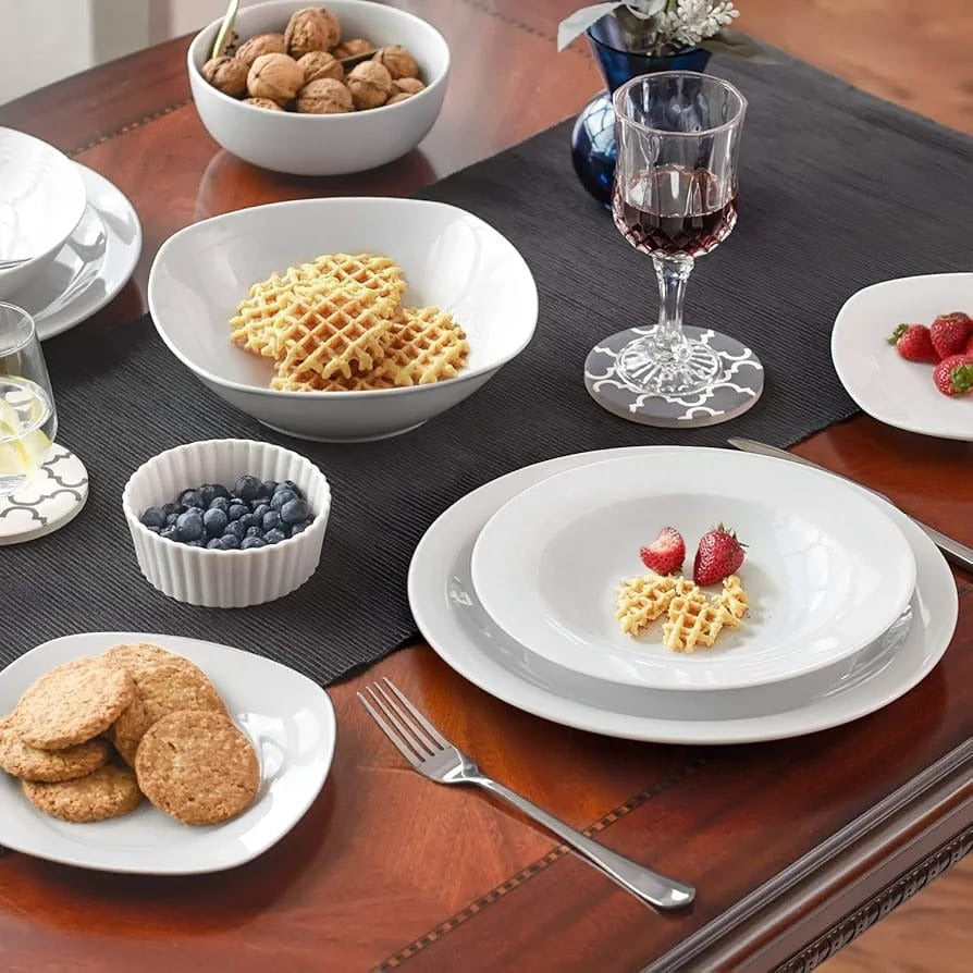30pc dinner set ceramic square plain.