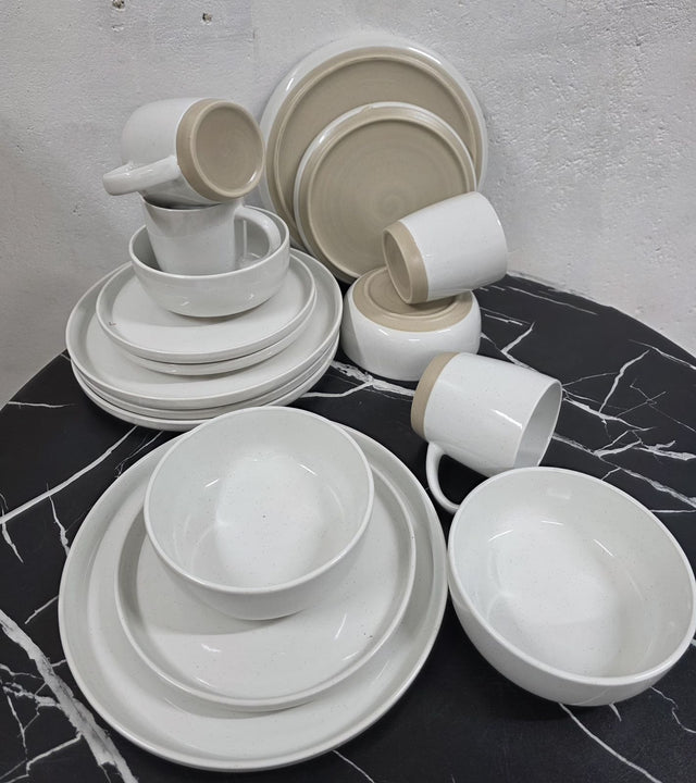 Double Glaze Ceramic Dinner Set – 24 Pieces
High-Quality Ceramic: Crafted with a smooth double glaze finish for a refined, elegant look and long-lasting durability.
Complete Table Setting:
6 Dinner Plates – 10.5 inch
6 Side Plates – 8 inch
6 Soup Plates – 6 inch
6 Cups – 450ml
Modern Aesthetic: Simple yet sophisticated design suitable for both casual meals and formal dining.
Microwave & Dishwasher Safe: Built for everyday convenience and easy cleaning.
Versatile Use: Perfect for family meals, entert