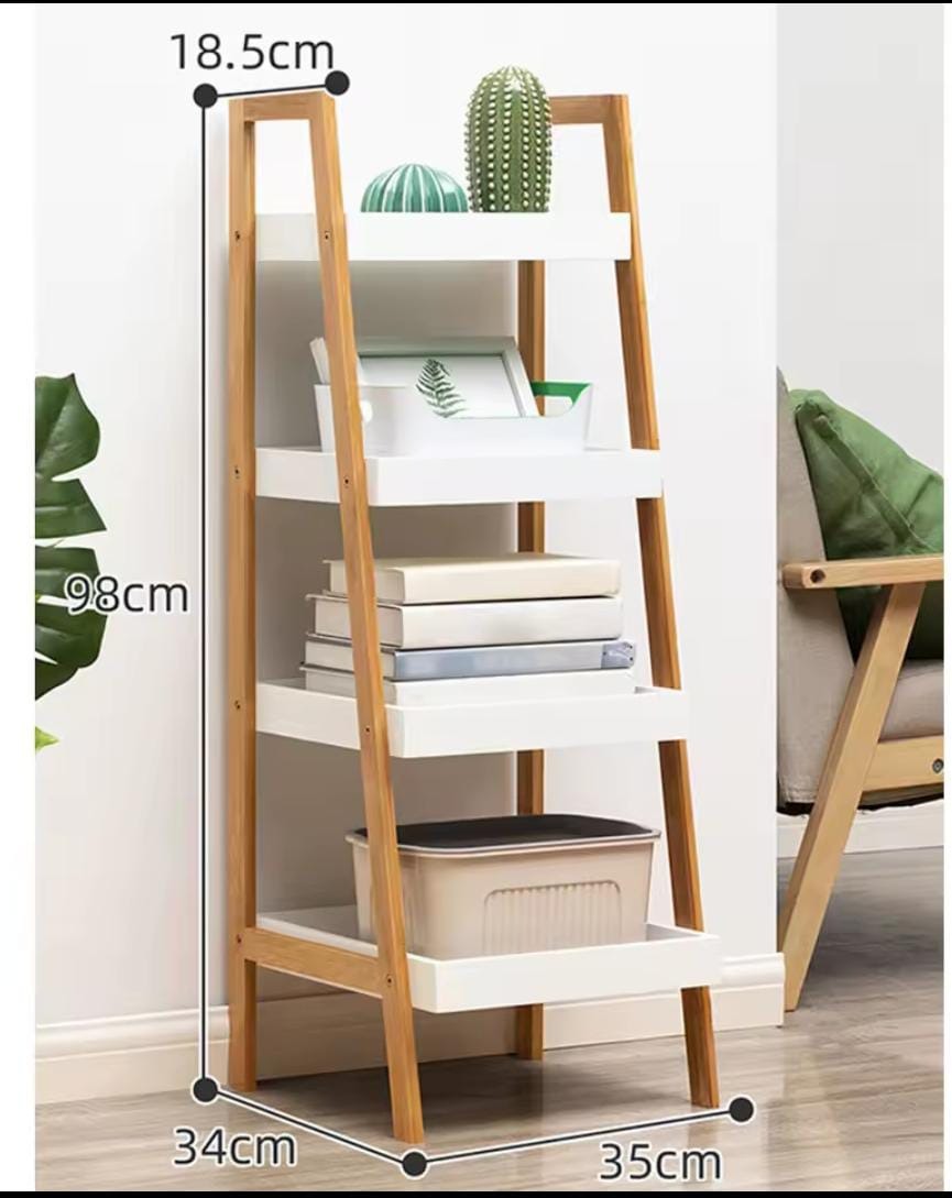 4 Tier Ladder Shelf Wood Storage Rack Shelving