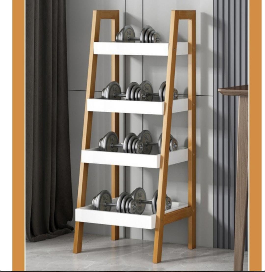 4 Tier Ladder Shelf – Freestanding Wooden Storage Rack