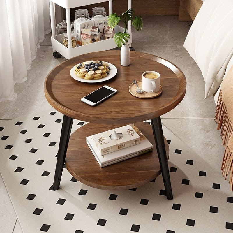 Bamboo Round Coffee Table Nordic Minimalist Living Room Side Table