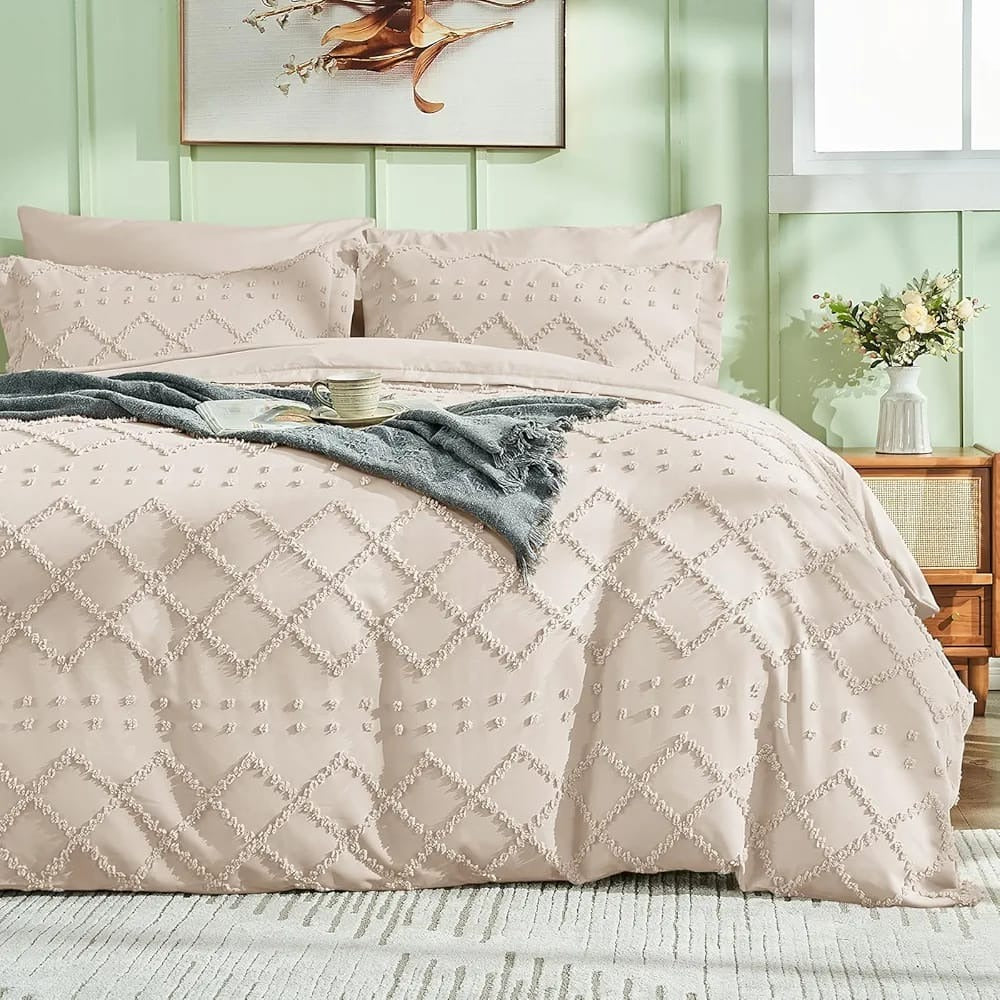 Luxury Tufted Wave Design Duvet cover set