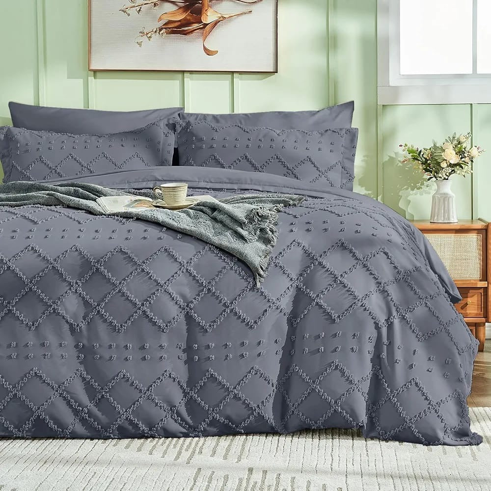 Luxury Tufted Wave Design Duvet cover set
