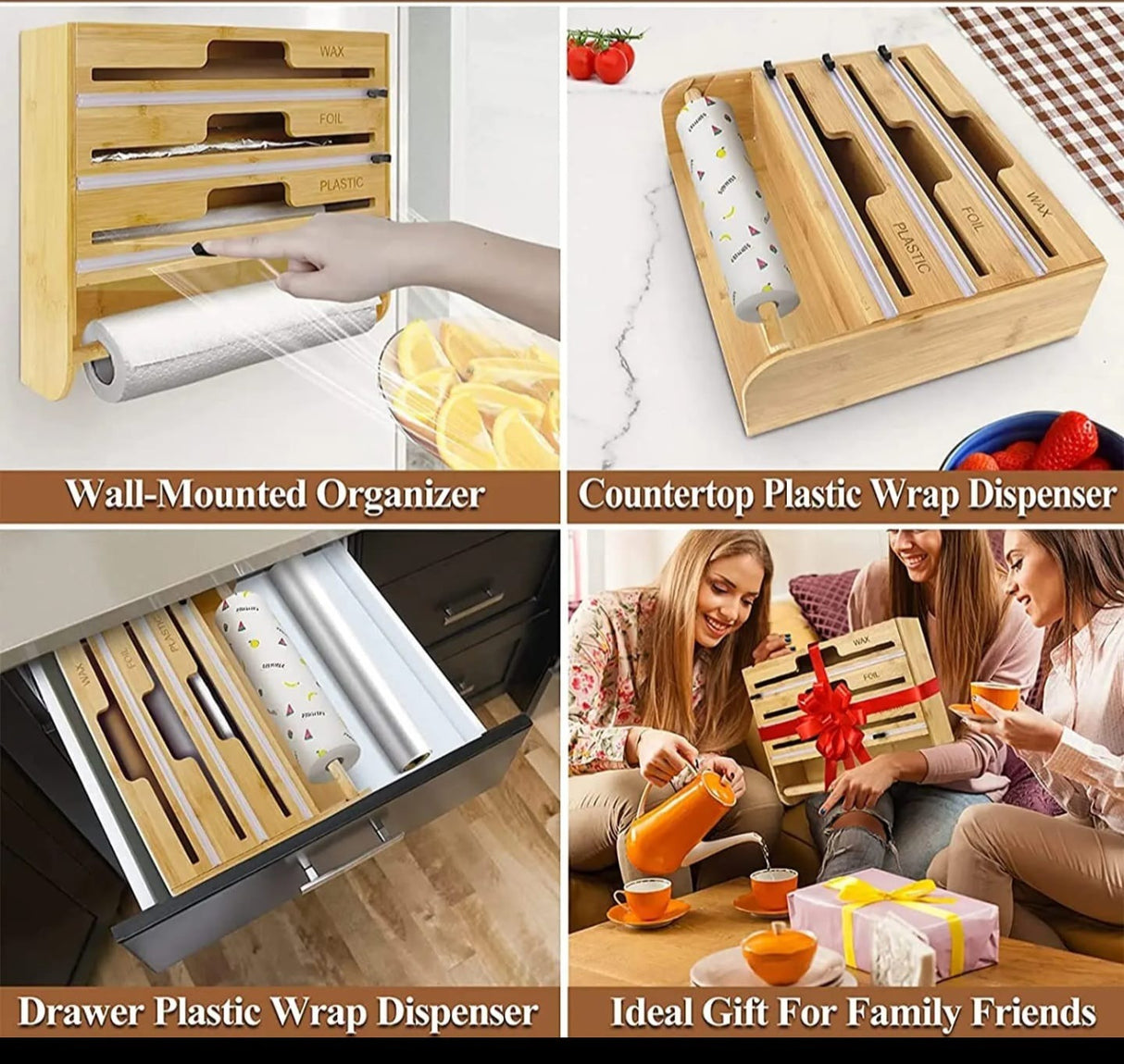 Roll Aluminium, Foil & Plastic wrap Dispenser +Napkin holder (4 in 1)