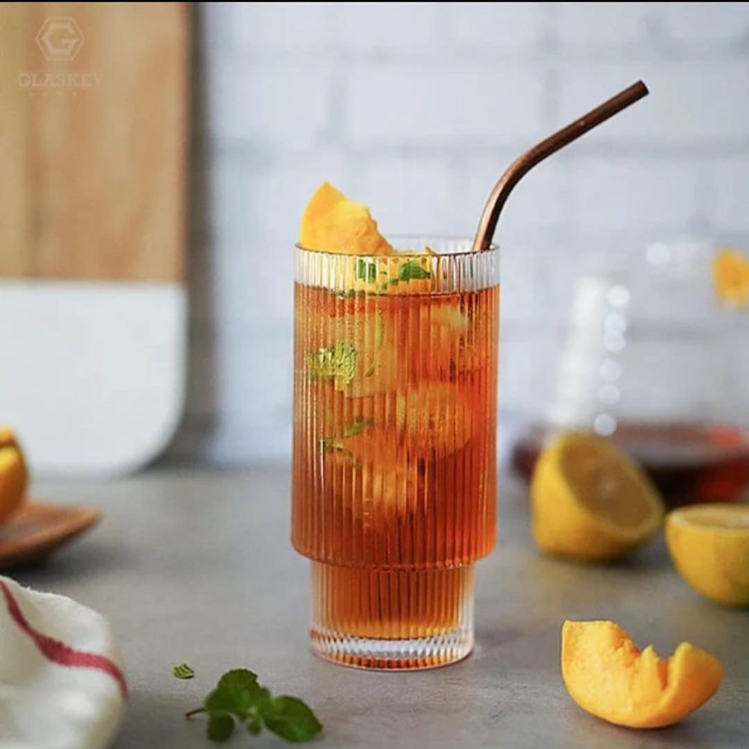 Fancy Aesthetic Highball crystal ribbed  glasses