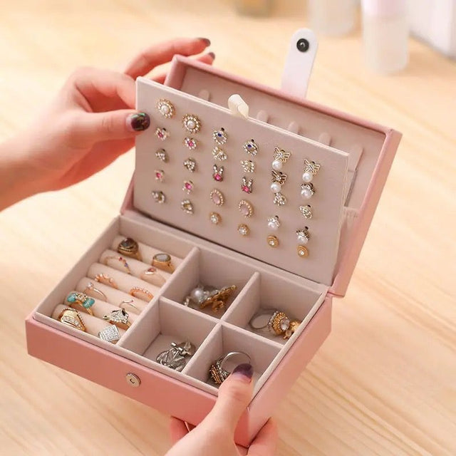 Large Capacity Travel Jewelry Bag / double layer Jewelry Organizer