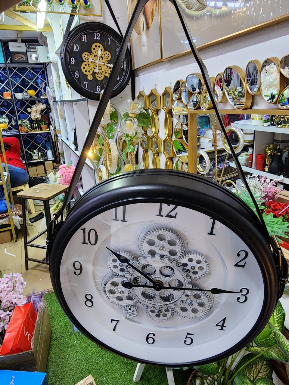 luxury clock with rotating gears