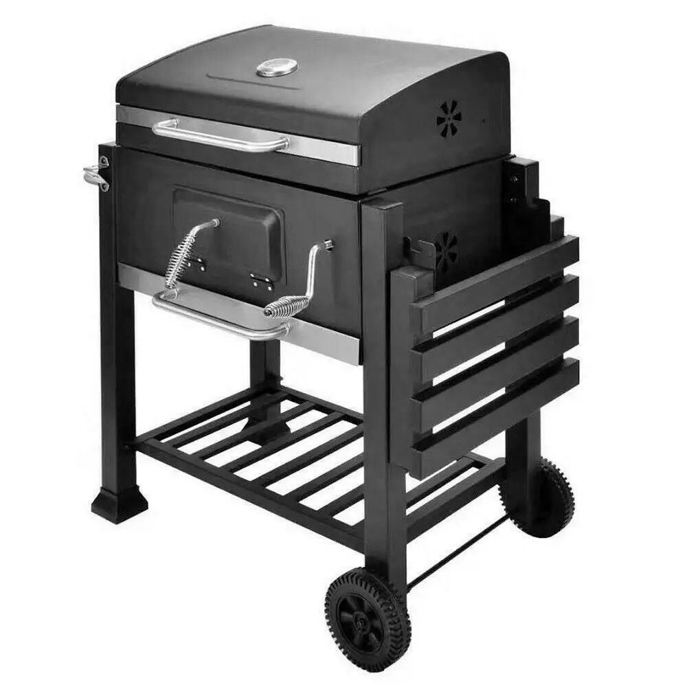 Outdoor Garden Barbecue Portable BBQ Grill Outdoor Large Charcoal Trolley Rectangular BBQ Barbecue Grill