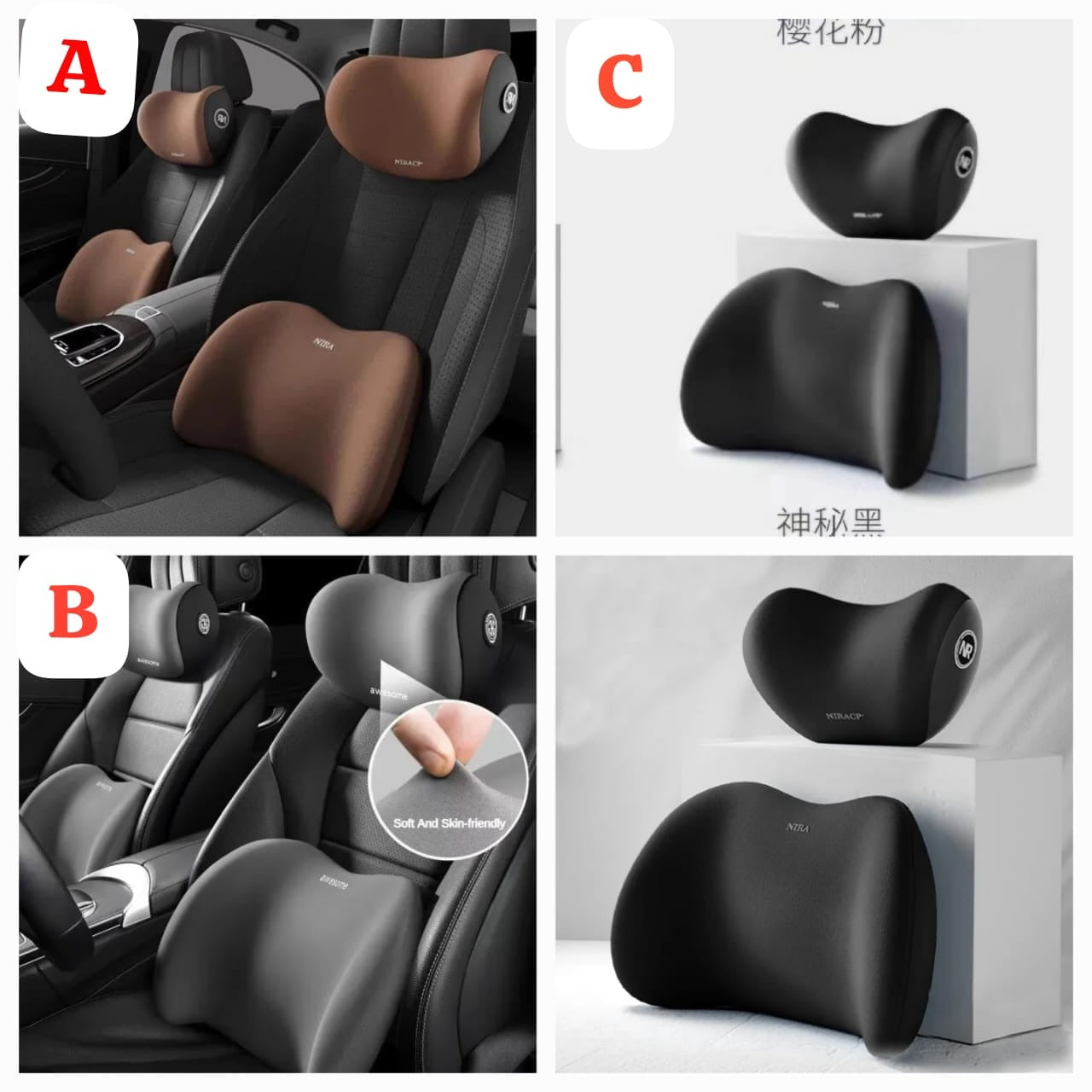 memory foam car headrest lumbar support