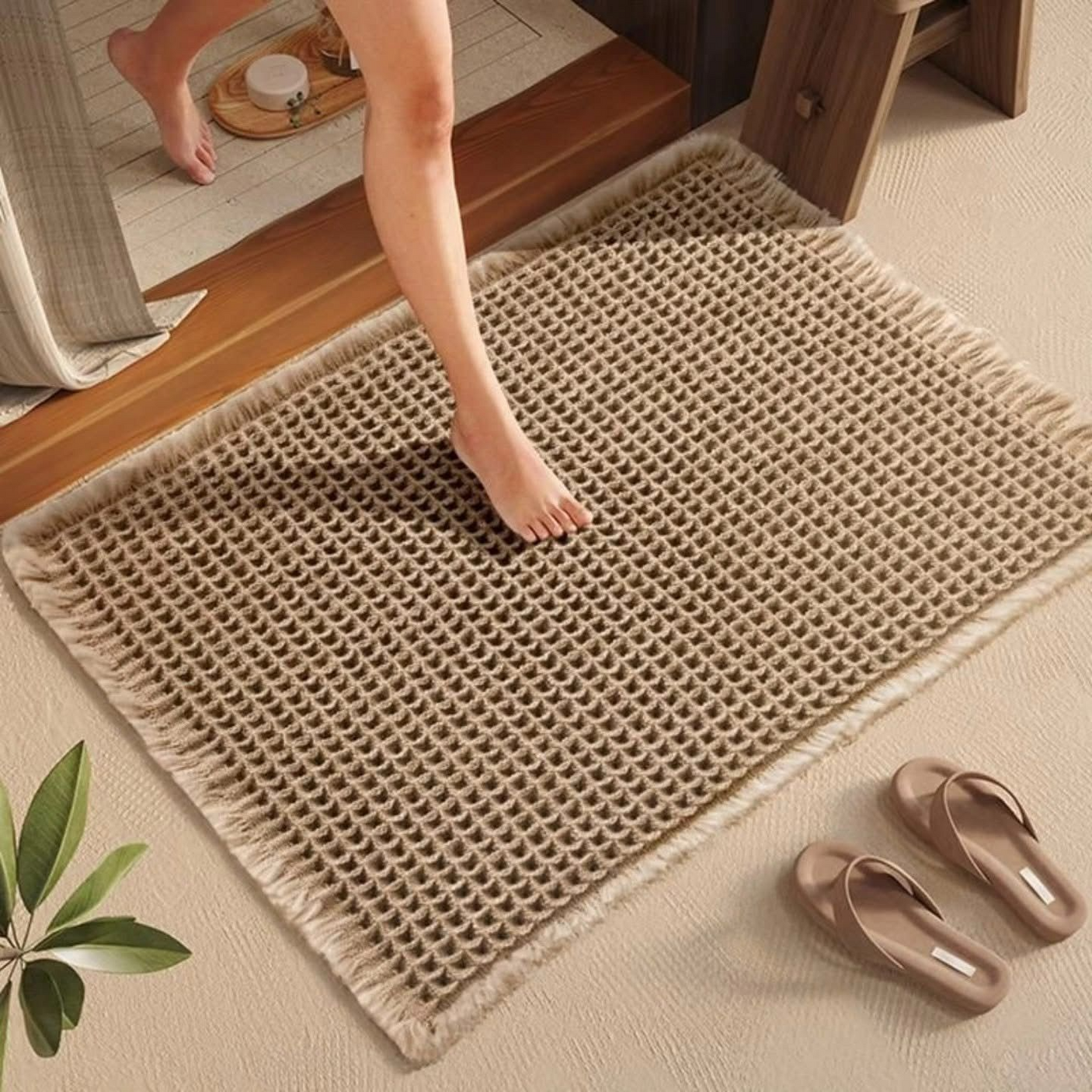 Antislip Minimalist Waffle Bathroom Mats