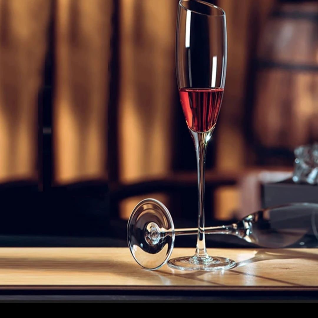 Elegant Slanted Crystal Glass