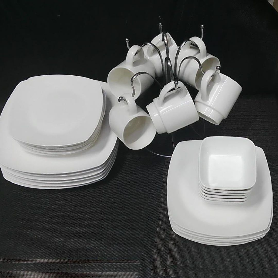 30pc dinner set ceramic square plain.