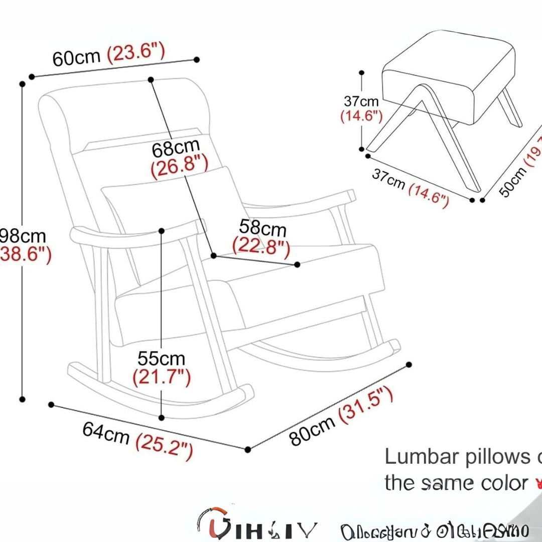 Modern Rocking Chair with Arch Headrest and Seat Cushions Relaxing Padded Seat for Patio Courtyard