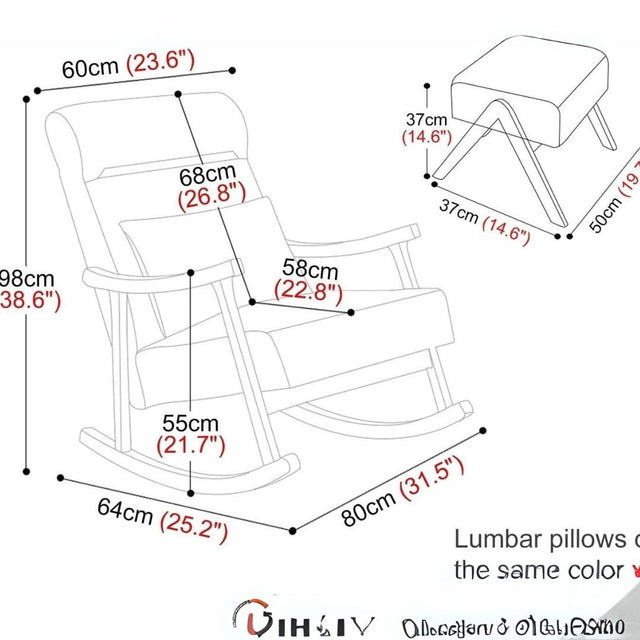 Modern Rocking Chair with Arch Headrest and Seat Cushions Relaxing Padded Seat for Patio Courtyard