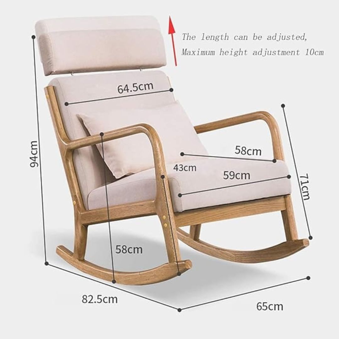 Modern Rocking Chair with Arch Headrest and Seat Cushions Relaxing Padded Seat for Patio Courtyard