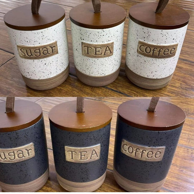 Airtight Farmhouse Canisters Set with Bamboo Lid