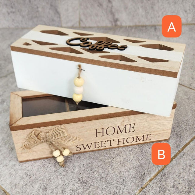 wooden teabag coffee organizer
