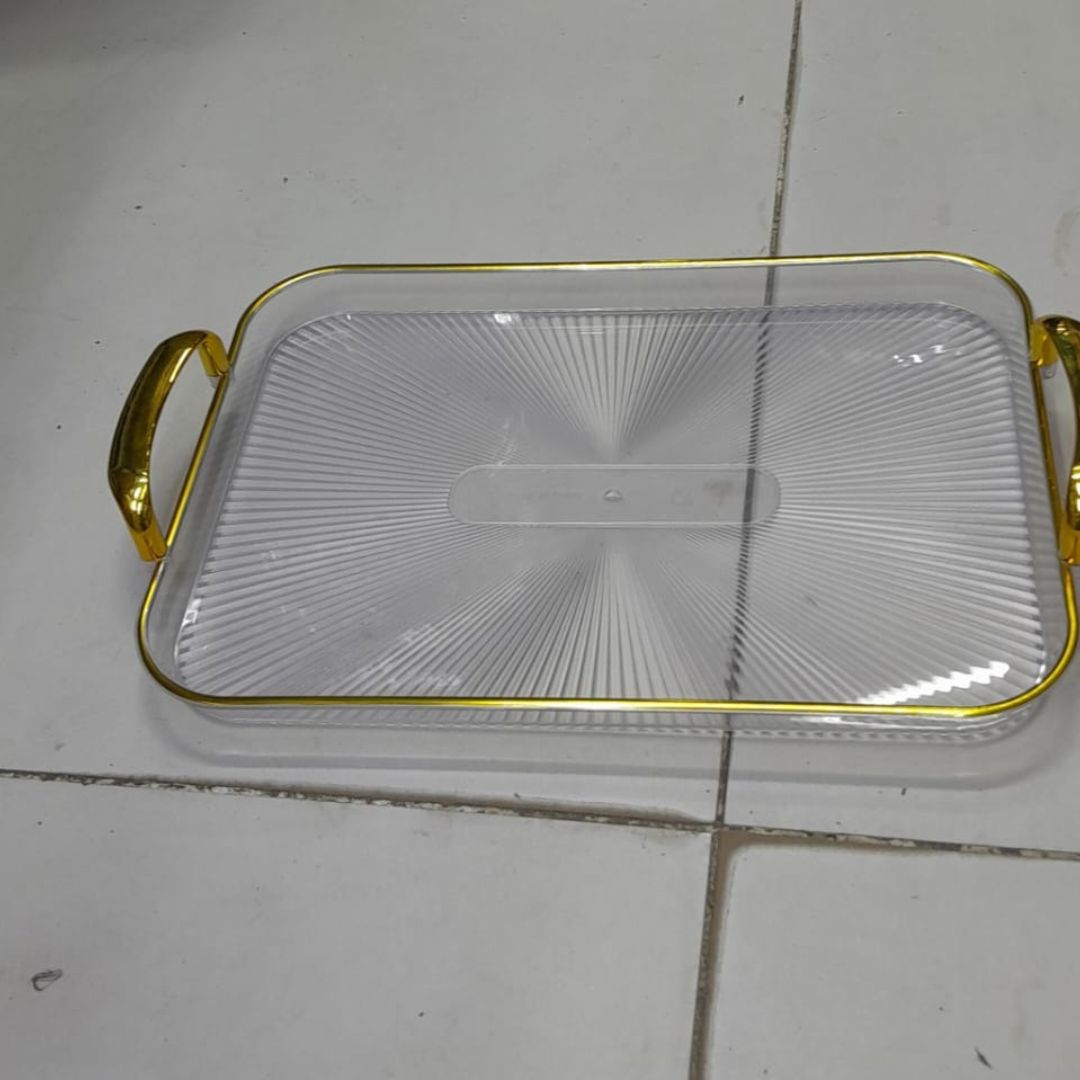 ACYRIC DECO TRAY GOLD RIM 1PCS