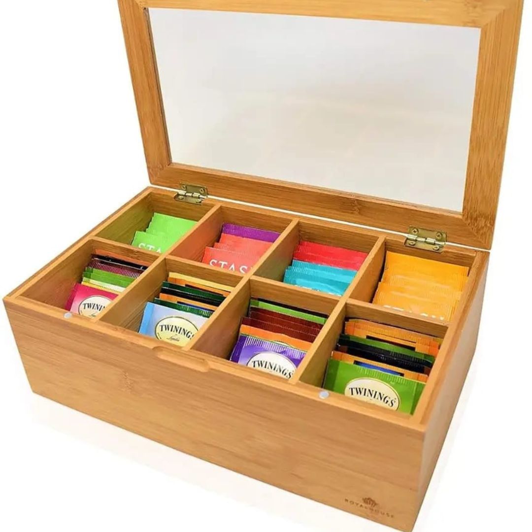 Bamboo tea bags organiser