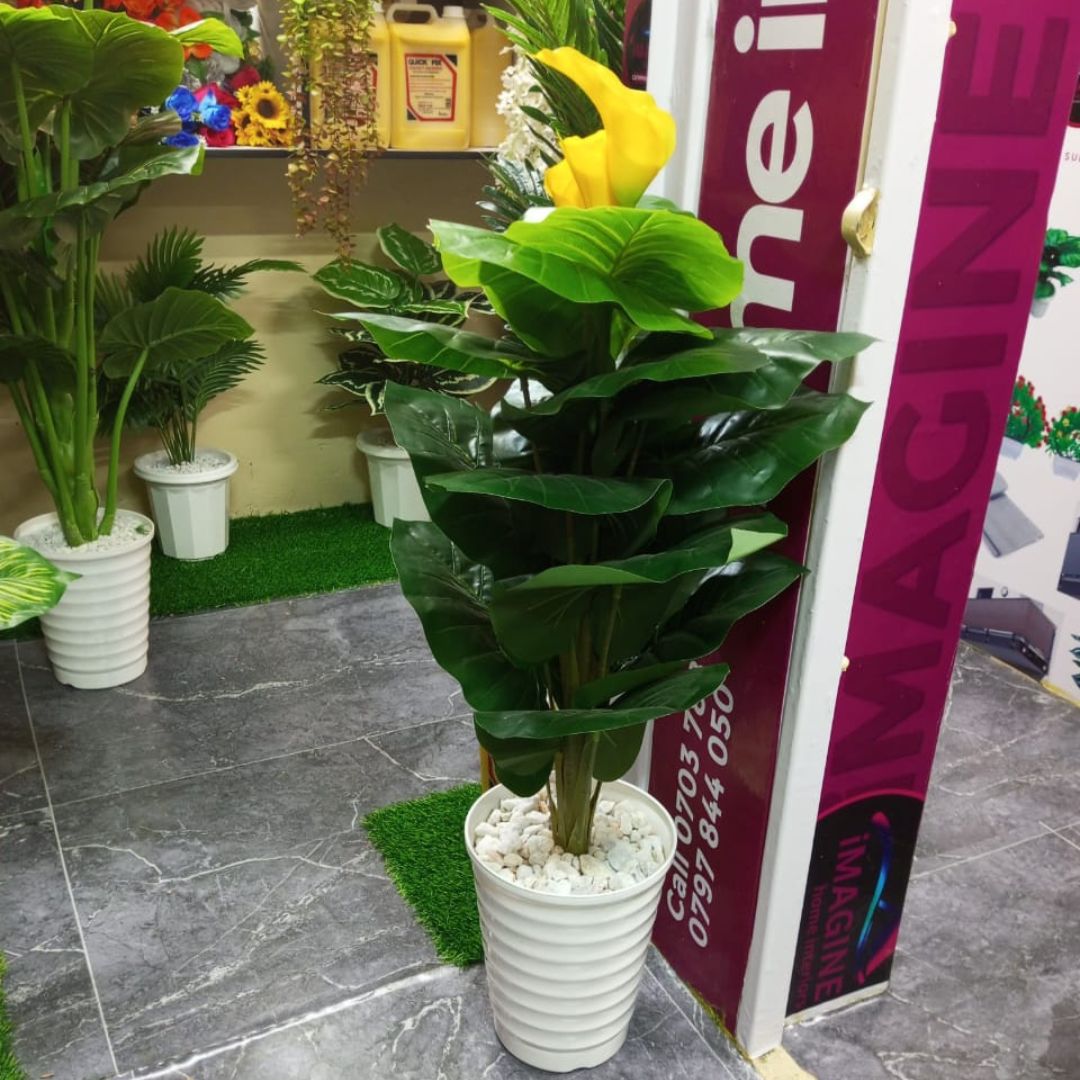 An artificial potted plant displayed