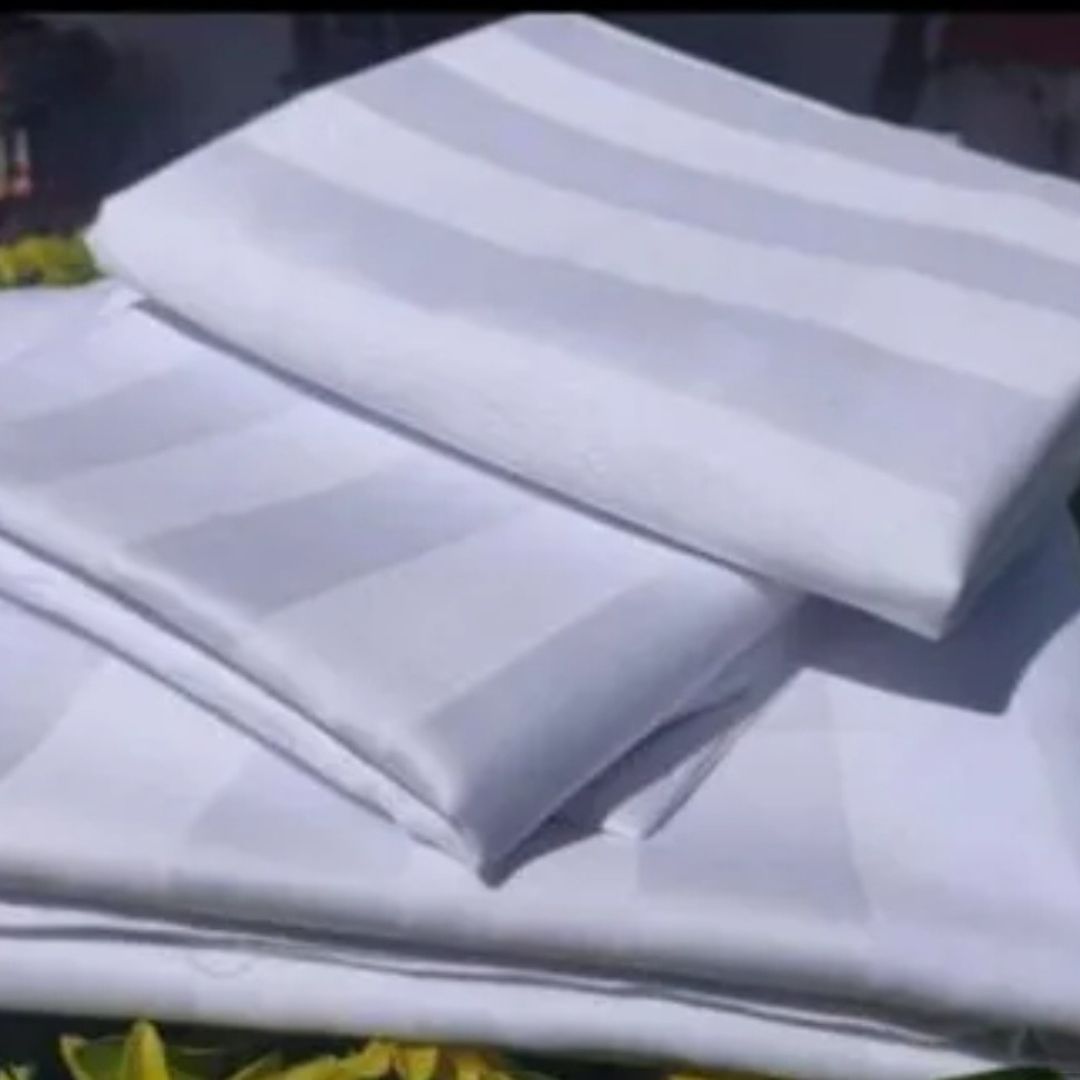 White satin stripped bedsheets