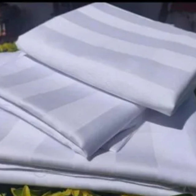 White satin stripped bedsheets