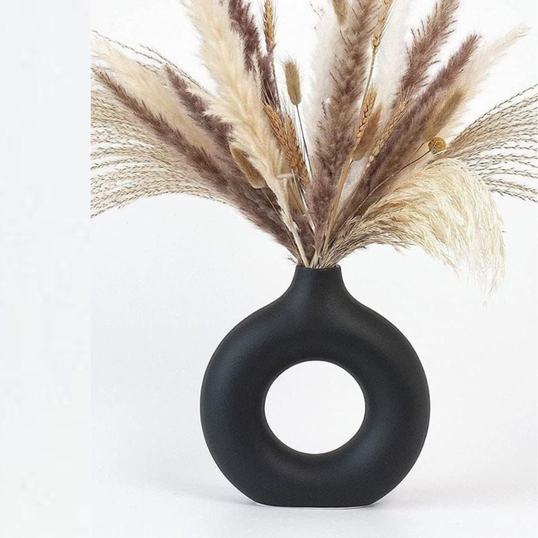 Black Donut Ceramic Vase