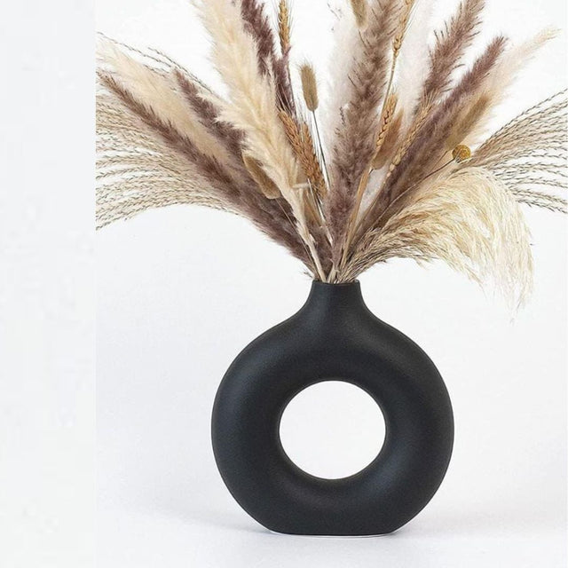 Black Donut Ceramic Vase