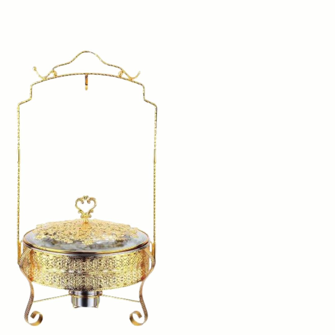 Gold Plated Round Cheffing Dish 8 Ltr